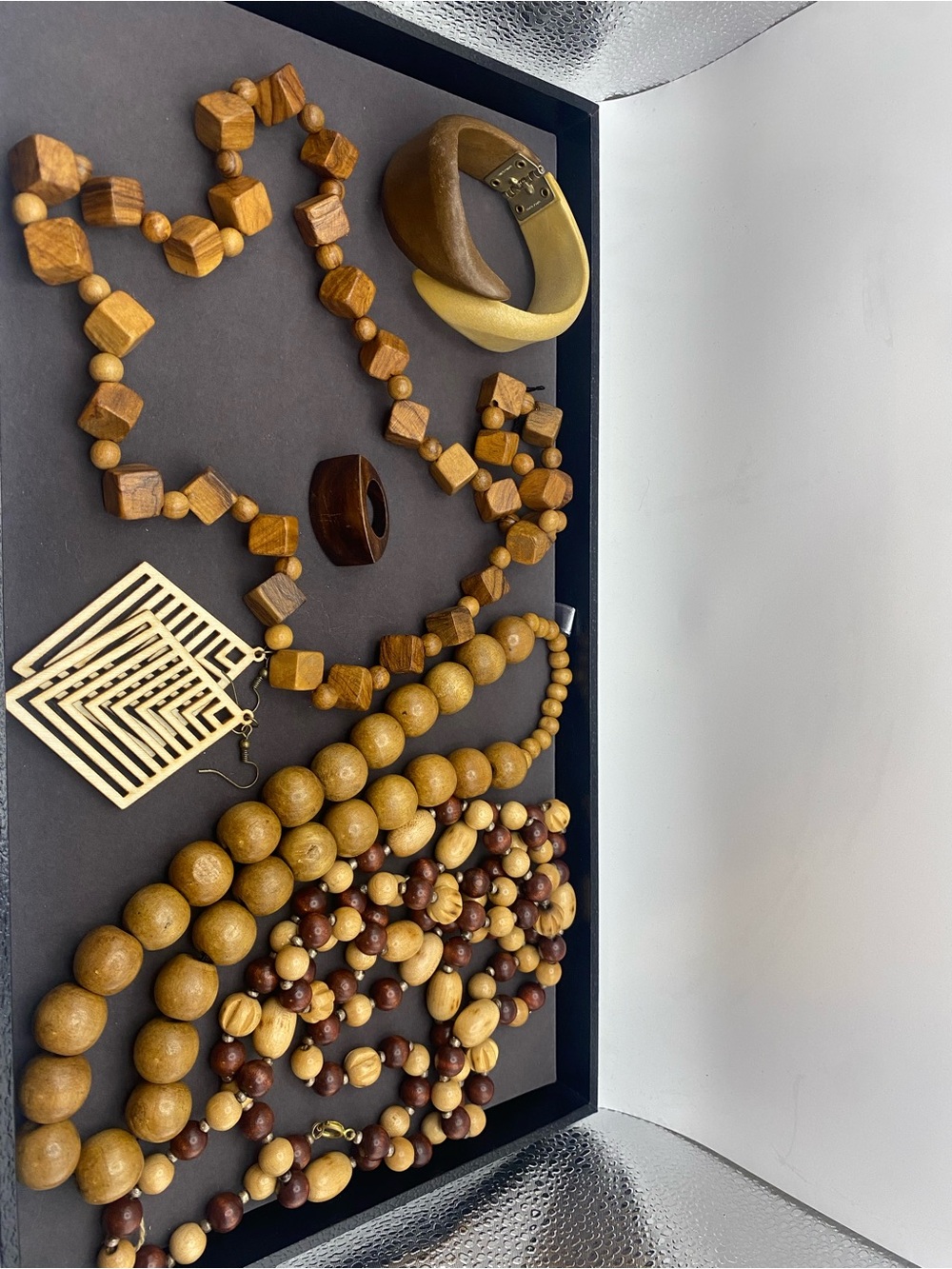 Wood Bead Necklace and Bracelet Lot